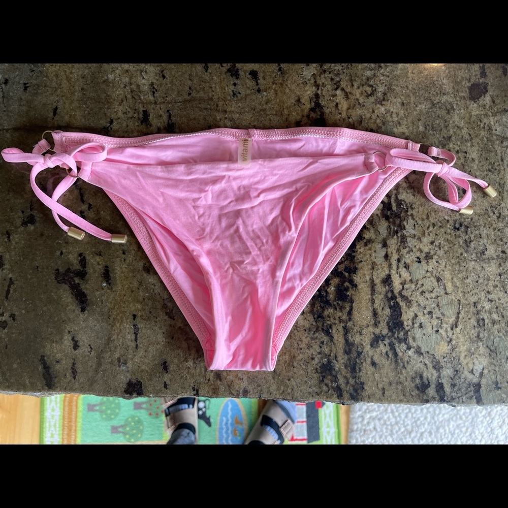 Vitamin A light neon pink tie bikini swim bottoms